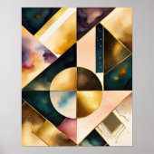 Waterverf Abstract Geometrisch Schilderen Goud 4:5 Poster (Voorkant)