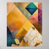 Waterverf Abstract Geometrisch Schilderen Goud 4:5 Poster (Voorkant)