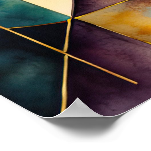 Waterverf Abstract Geometrisch Schilderen Goud 4:5 Poster (Hoek)