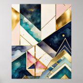 Waterverf Abstract Geometrisch Schilderen Goud 4:5 Poster (Voorkant)