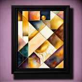 Waterverf Abstract Geometrisch Schilderen Goud 4:5 Poster
