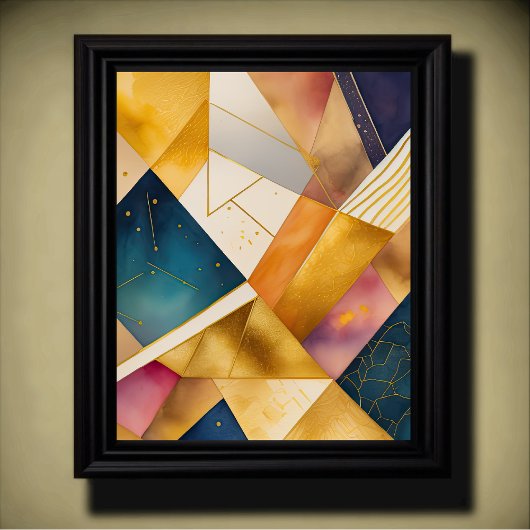 Waterverf Abstract Geometrisch Schilderen Goud 4:5 Poster