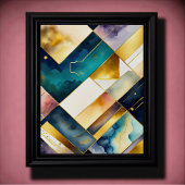 Waterverf Abstract Geometrisch Schilderen Goud 4:5 Poster