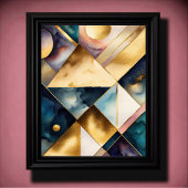 Waterverf Abstract Geometrisch Schilderen Goud 4:5 Poster