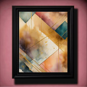 Waterverf Abstract Geometrisch Schilderen Goud 4:5 Poster