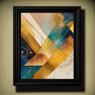 Waterverf Abstract Geometrisch Schilderen Goud 4:5 Poster