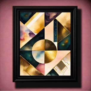 Waterverf Abstract Geometrisch Schilderen Goud 4:5 Poster