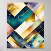 Waterverf Abstract Geometrisch Schilderen Goud 4:5 Poster (Voorkant)