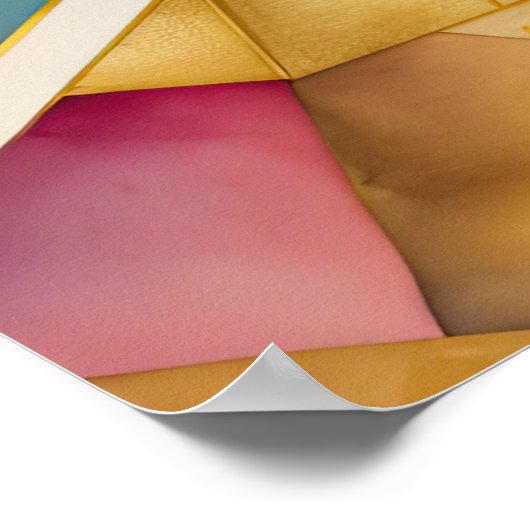 Waterverf Abstract Geometrisch Schilderen Goud 4:5 Poster (Hoek)