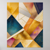 Waterverf Abstract Geometrisch Schilderen Goud 4:5 Poster (Voorkant)