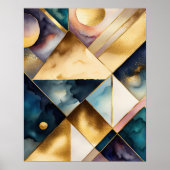 Waterverf Abstract Geometrisch Schilderen Goud 4:5 Poster (Voorkant)