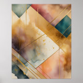 Waterverf Abstract Geometrisch Schilderen Goud 4:5 Poster (Voorkant)