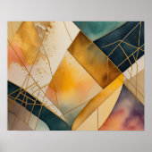 Waterverf Abstract Geometrisch Schilderen Goud 5:4 Poster (Voorkant)