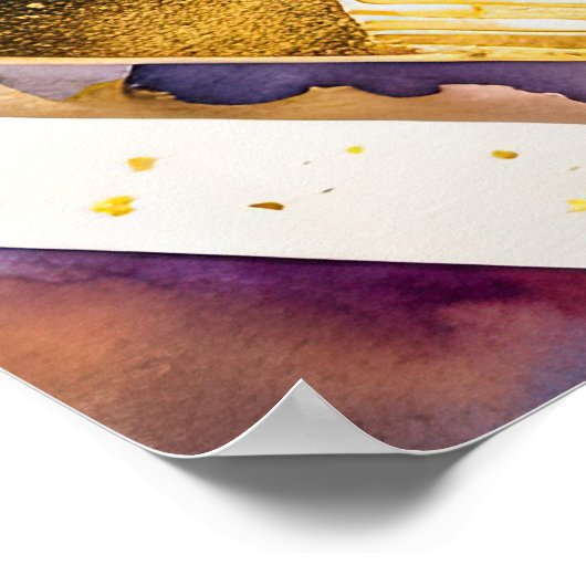 Waterverf Abstract Geometrisch Schilderen Goud 5:4 Poster (Hoek)