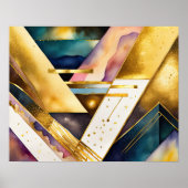 Waterverf Abstract Geometrisch Schilderen Goud 5:4 Poster (Voorkant)