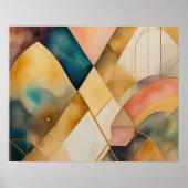 Waterverf Abstract Geometrisch Schilderen Goud 5:4 Poster (Voorkant)