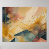 Waterverf Abstract Geometrisch Schilderen Goud 5:4 Poster (Voorkant)