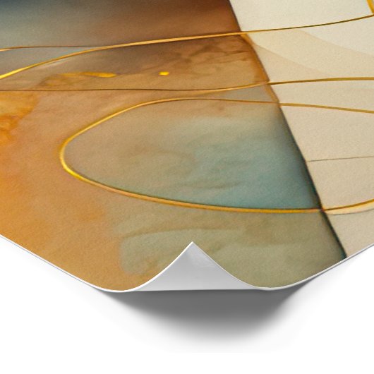 Waterverf Abstract Geometrisch Schilderen Goud 5:4 Poster (Hoek)