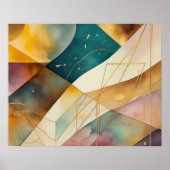 Waterverf Abstract Geometrisch Schilderen Goud 5:4 Poster (Voorkant)