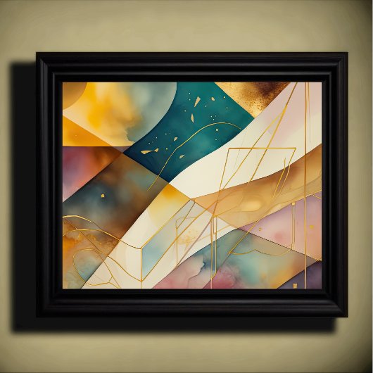 Waterverf Abstract Geometrisch Schilderen Goud 5:4 Poster