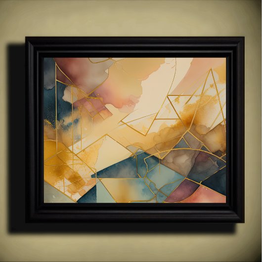 Waterverf Abstract Geometrisch Schilderen Goud 5:4 Poster