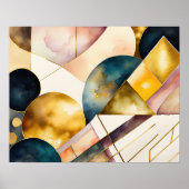 Waterverf Abstract Geometrisch Schilderen Goud 5:4 Poster (Voorkant)