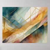 Waterverf Abstract Geometrisch Schilderen Goud 5:4 Poster (Voorkant)