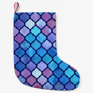 Waterverf Abstract Geometrische Arabische Tegels Kleine Kerstsok