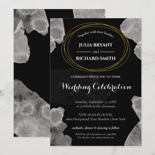 Waterverf Abstract | Geometrische cirkelbruiloft Kaart (Voorkant / Achterkant)