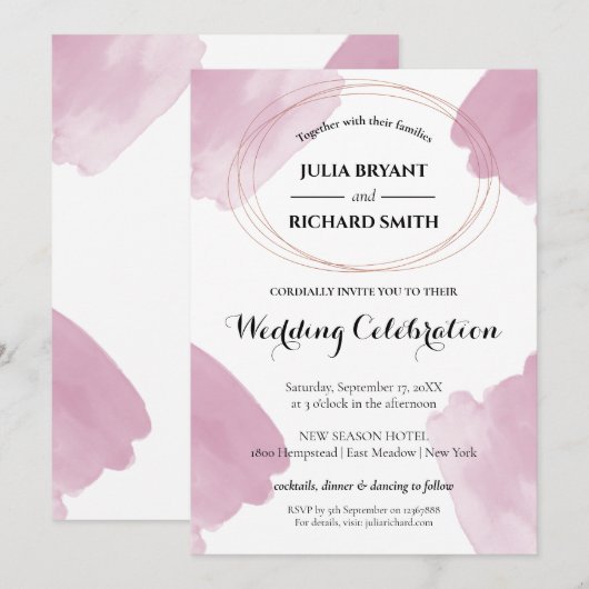 Waterverf Abstract | Geometrische cirkelbruiloft Kaart (Voorkant / Achterkant)