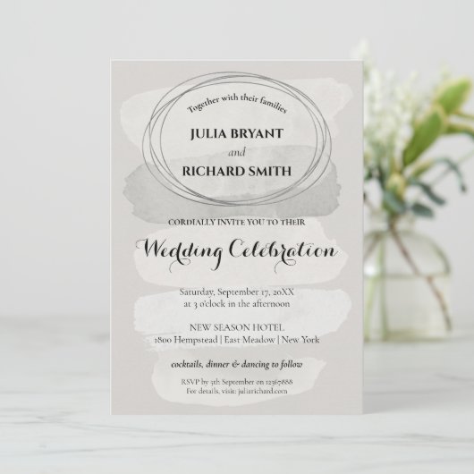 Waterverf Abstract | Geometrische cirkelbruiloft Kaart (Staand voorkant)