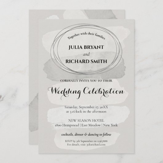 Waterverf Abstract | Geometrische cirkelbruiloft Kaart (Voorkant / Achterkant)