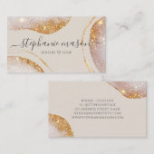 Waterverf Abstract Gold Glitter Moderne Luxe Visitekaartje (Voorkant / Achterkant)