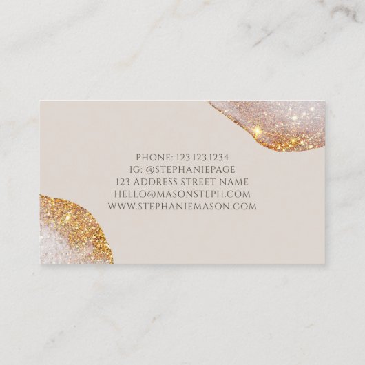 Waterverf Abstract Gold Glitter Visitekaartje Contactkaartje (Achterkant)