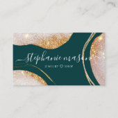 Waterverf Abstract Goud Glitter Groen Contactkaartje (Voorkant)