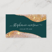 Waterverf Abstract Goud Glitter Groen Uniek Contactkaartje (Voorkant)