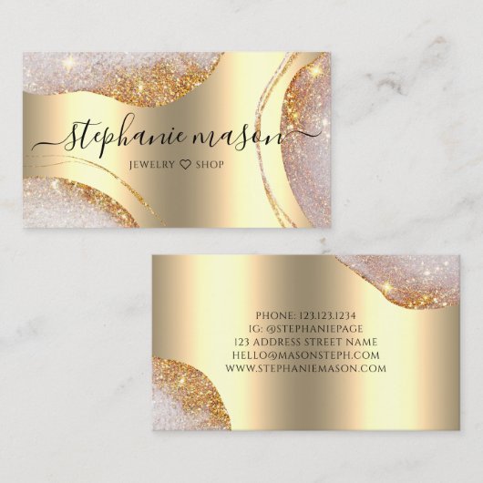 Waterverf Abstract Goud Glitter Metallic Goud Contactkaartje (Voorkant / Achterkant)
