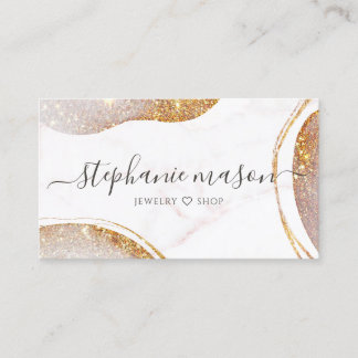 Waterverf Abstract Goud Glitter Modern Marmer Visitekaartje