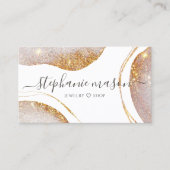 Waterverf Abstract Goud Glitter Wit Contactkaartje (Voorkant)