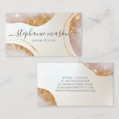Waterverf Abstract Gouden Glitter Parelmoer Contactkaartje (Voorkant / Achterkant)