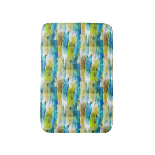 Waterverf abstract groen, blauw badmat (Voorkant Verticaal)