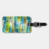 Waterverf abstract groen, blauw bagagelabel (Voorkant horizontaal)