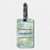 Waterverf abstract groen, blauw bagagelabel (Achterkant verticaal)