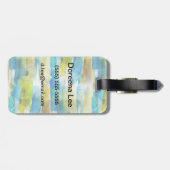 Waterverf abstract groen, blauw bagagelabel (Achterkant horizontaal)