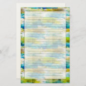 Waterverf abstract groen, blauw briefpapier (Voorkant / Achterkant)