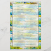 Waterverf abstract groen, blauw briefpapier (Voorkant)