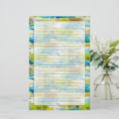 Waterverf abstract groen, blauw briefpapier (Staand voorkant)