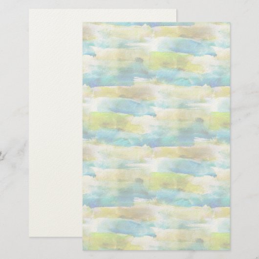 Waterverf abstract groen, blauw briefpapier (Voorkant / Achterkant)