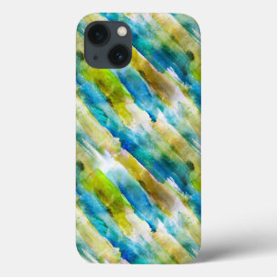 Waterverf abstract groen, blauw iPhone 13 hoesje