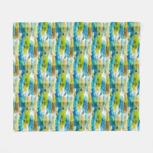 Waterverf abstract groen, blauw fleece deken (Voorkant (Horizontaal))